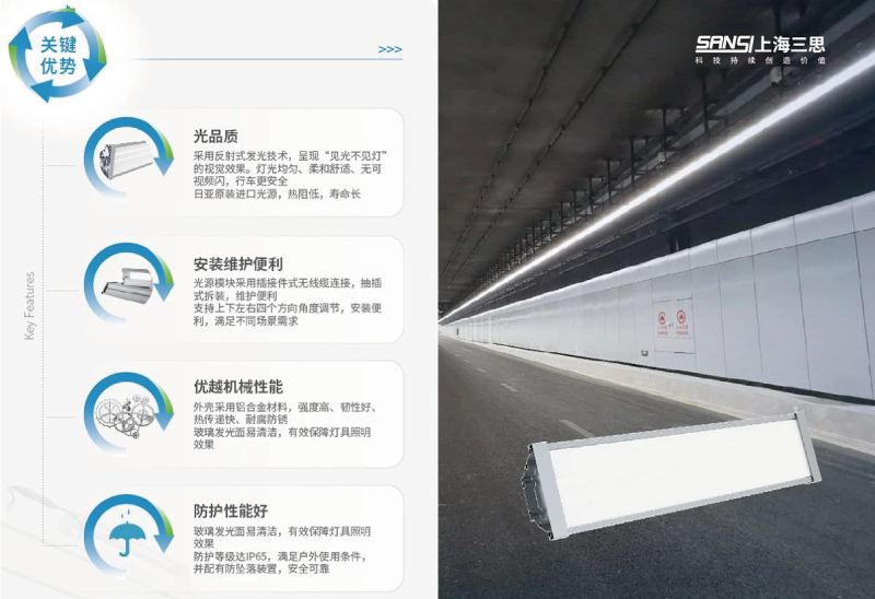 反射式發光技術燈具在隧道照明中的（de）應用優勢顯著